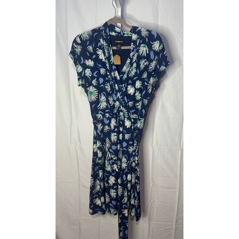 #2043 blue Floral Liz Claiborne Dress Size L